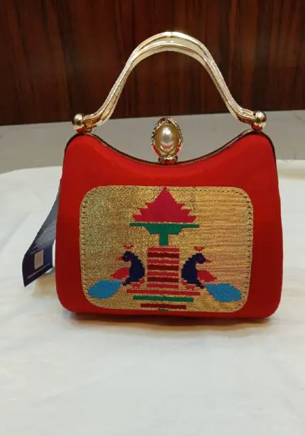 semi silk paithani box cluch