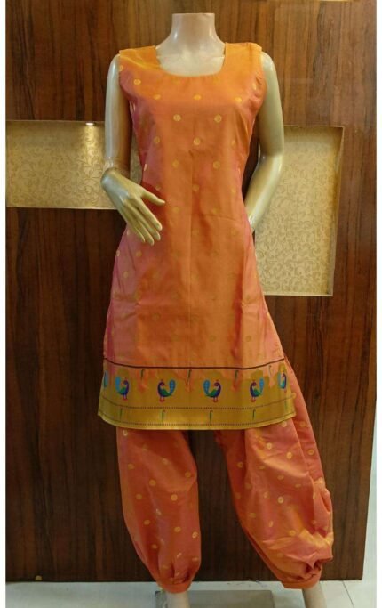 Semi Silk Paithani Kurti