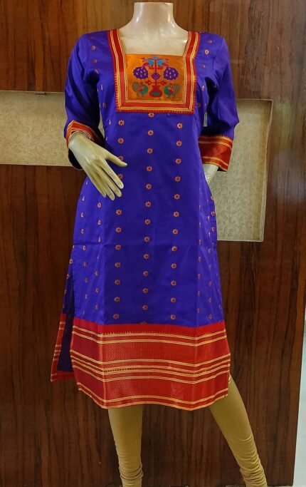 Semi Silk Paithani Kurti